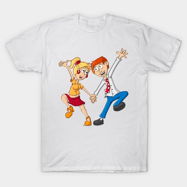 Funny  illustration of a man and woman dancing T-Shirt by Stefs-Red-Shop